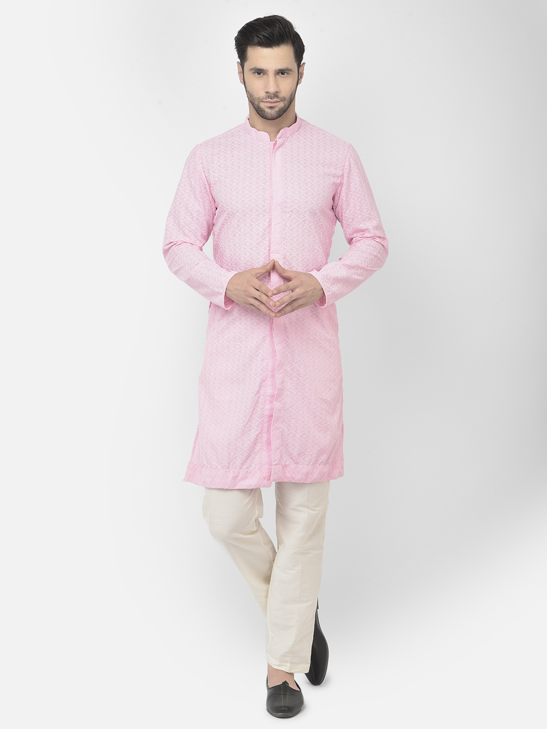 DEYANN Embroidered Chikankari Pink Color Kurta with Off White Color ...